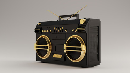 Black and Gold Boombox  3d illustration 3d render