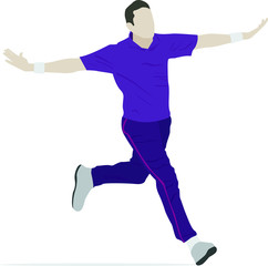 A cricket bowler celebrating 