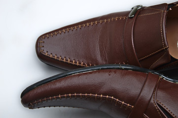 men brown color office wear shoes