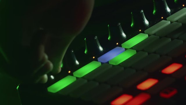 Macro Shot of MIDI Controller. Playing or Making Music at the Party or in Studio