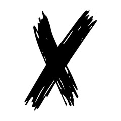 Black Hand drawn cross symbol