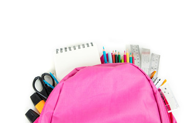Backpack with assorted school supplies