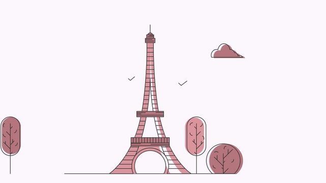 Eiffel tower flat animation concept