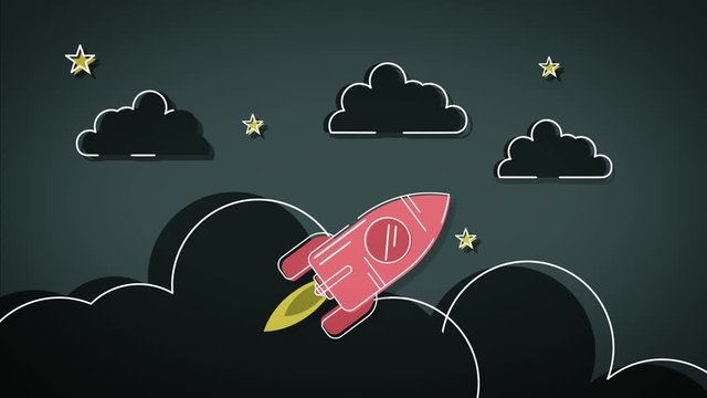 Eiffel Tower motion graphic clip. Flat animated Paris city view