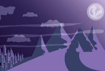 landscape mountain with sky purple
