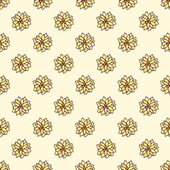 Vector seamless pattern with hand drawn flowers.
