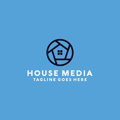 House Logo Vector Logo Design Template. Modern Line and Creative Icon. Camera And Media Symbol.