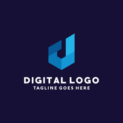 Letter D For Digital Logo Vector Logo Design Template. Technology and Geometric Icon. Polygonal And Studio Symbol.