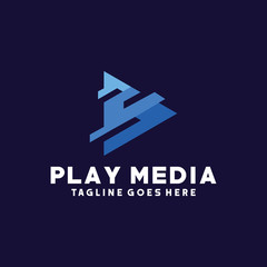 Fototapeta premium Play Media Logo Vector Logo Design Template. Modern and Geometric Icon. Application And Digital Symbol.