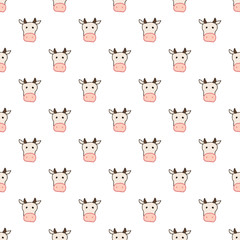 Vector seamless pattern with hand drawn cow head.