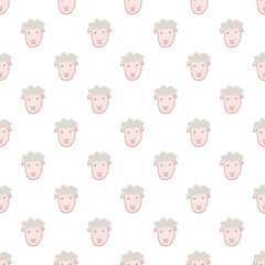 Vector seamless pattern with hand drawn sheep head.