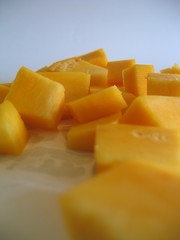 cubes of orange pumpkin for porridge