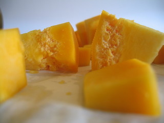 cubes of orange pumpkin for porridge