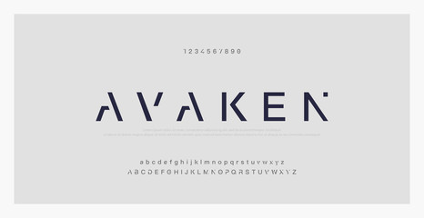 Fototapeta Abstract minimal modern alphabet fonts. Typography technology electronic digital music future creative font. vector illustraion obraz