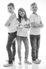 Fototapeta premium Trendy children. Black and white photo. 