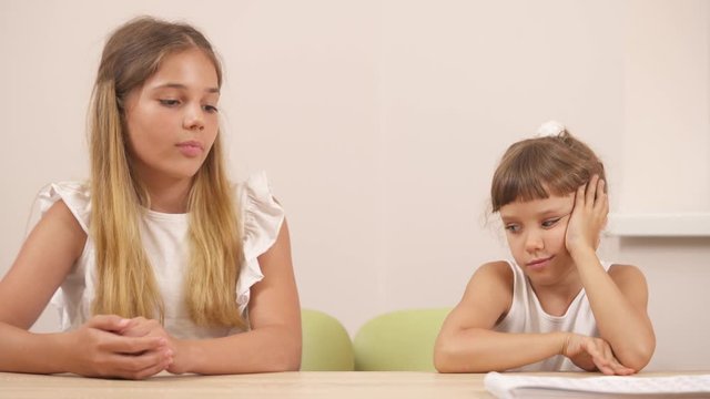 Professional children's psychological session. Demonstration video of two lovely girls completed doing projective psychological test