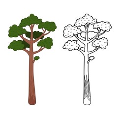 Coloring book for children. Cartoon tree.