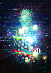 Cutted pineapple glitchy poster