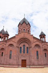 Obraz premium Armenian temple in Russia. Faith in God. Temple of red stone. Armenian temple in Anapa. Buildings and architecture. Public place