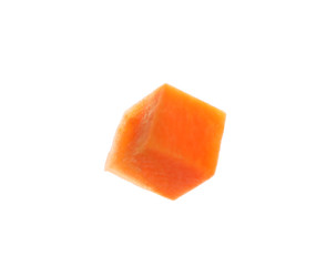 Fresh juicy carrot cube isolated on white