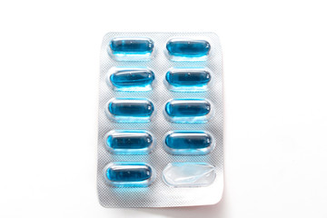 pills in blister isolated on white background