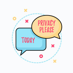 Conceptual hand writing showing Privacy Please. Concept meaning asking someone to respect your demonstratingal space Leave alone Pair of Overlapping Bubbles of Oval and Rectangular Shape