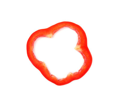 Ring of red bell pepper on white background