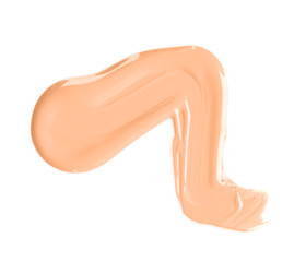 Sample of liquid foundation foundation on white background, top view