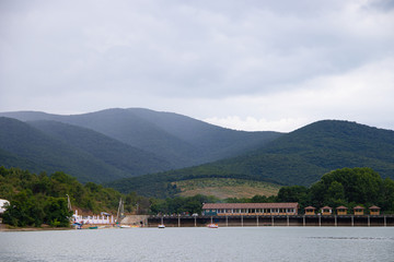 Cypress Lake in Succo. Attractions Anapa. Green lake. Lake with clear water. . The nature of Russia. Trees grow in the water.