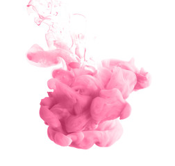 Splash of pink ink on grey background