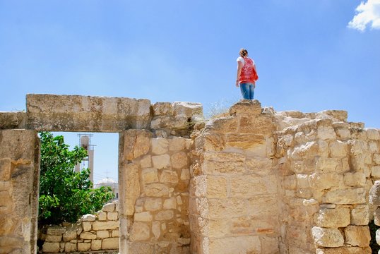 Standing atop the Church of St. George ruins