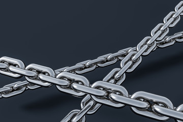 Chain with blank background, concept of digital security, 3d rendering.