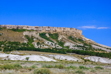 Fototapeta premium White rock in the Crimea. White rock Sights of Crimea. High rock Rocky mountain