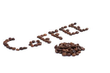 Coffee beans isolated on white background.Coffee time.Copy space