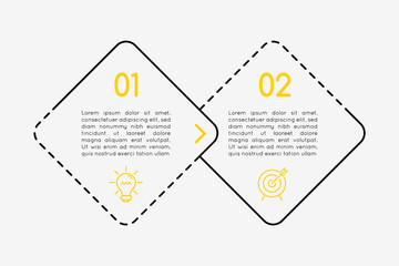 Infographic with business icons and 2 steps. Vector