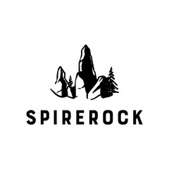 Spire rock nature outdoor adventure logo design template