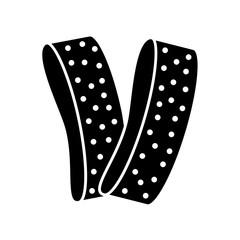 Sandpaper belt flat icon. Black & white illustration of sanding abrasive paper. Glasspaper with grit texture