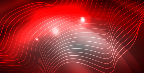 Glossy shiny glowing neon waves