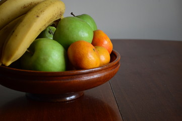 Fruit in a wooden bowl