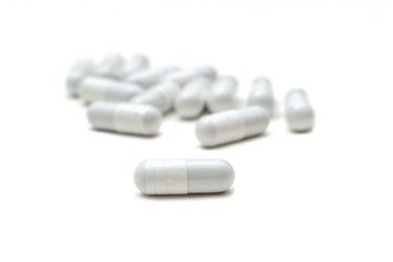 pills on white background