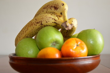 Fruit in a wooden bowl