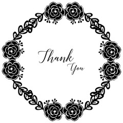 Template of card thank you, with texture elegant floral frame. Vector