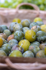 White plums in a basket