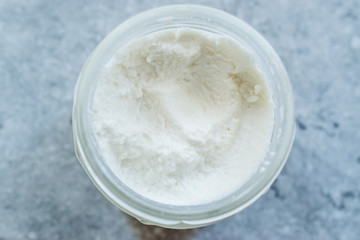 Ricotta Cheese in Jar / Glass Bowl Ready to Use.