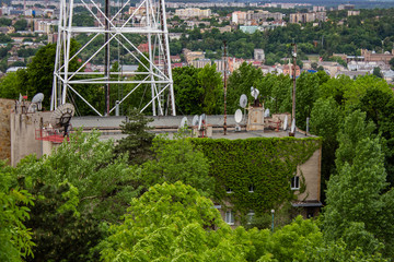 Fototapeta premium Architecture of Lviv. Lviv is the cultural center of Ukraine. Television and town hall in the center. Tourist attractions. .