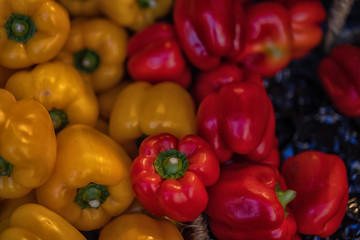 Fresh organic produce on sale at the local farmers market. Local produce at the summer farmers market in the city.