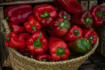 Organic fresh agricultural product at farmer market. Bio, healthy food. Vegetarian food.