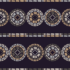 Polka dots seamless pattern. Mosaic of ethnic figures. Patterned texture. Geometric background. Can be used for wallpaper, textile, invitation card, wrapping, web page background.