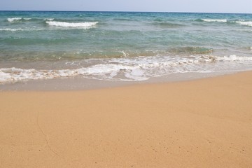 Fototapeta na wymiar Beautiful mediterranean waves sea, Cyprus