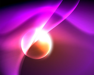 Shiny color bright neon abstract wave template. Abstract bright light. Neon light glowing effect. Space background. Abstract shape
